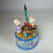 Vintage 1994 Enesco SUPPLIES IN DEMAND Music Box Mice Office Plays Nine to Five picture