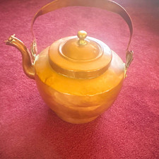 Vintage Hammered Copper Stove Top Tea Kettle w/ Lid Bail Handle; 9” tall picture