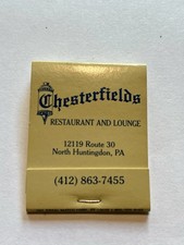 Chesterfields Restaurant N Huntingdon & Lower Level Charleroi Matchbook Unstruck picture