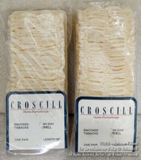 NEW 2 SETS PAIRS CROSCILL SMOCKED DRAPERY DRAPES TIEBACKS LENGTH 30