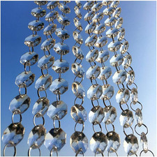 33 FT Clear Glass Crystal Garland Octagon Beads Hanging Chain picture