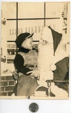Vintage 1950's photo / Brat on SANTA'S LAP at Smith-Bridgman's Department Store picture