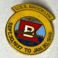 Vintage USS Brooklyn CL-40 Mighty B Cruiser Commemorative Pin WW2 Navy 1937-1946 picture