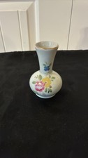 Vintage Miniature Floral Porcelain Bud Vase with Gold Trim picture