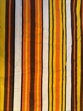 Vintage 70s MCM MOD Striped Fabric 3.75 Yards x 42” Woven Orange Yellow Brown picture