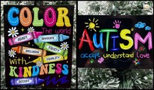 Autism Christmas Ornaments 2 Piece Set Color The World With Kindness Brand New picture