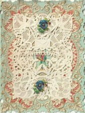 1890s-1910s Original Poem Lace Embossed Gold Gilt Green Love Valentine Love Card picture