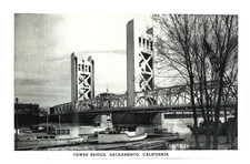 Sacramento California CA Tower Bridge over River Capitol Avenue Boats c1930 picture