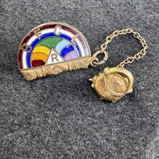 Vtg BFCL Rainbow Girl Pin GF With Pot Of Gold Masonic Lapel Badge Enamel picture