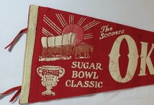 Vintage University of Oklahoma Sooners Sugar Bowl Football Pennant picture