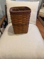 1995 Longaberger Medium Basket Handwoven Burgundy Black Accent (Free Shipping) picture