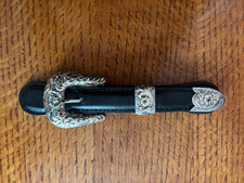 VOGT CV SIGNATURE 3 PIECE BUCKLE SET STERLING SILVER 14K GOLD RUBIES picture
