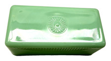 Vtg McKee Jadeite Butter Dish Lid ONLY Marked McK Rayed Circle Medallion Large picture