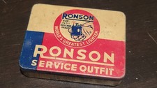 Rare Vintage Ronson Cigarette Lighter Service Outfit Tin Novelty Flint Container picture