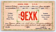 1930 Avoca Iowa Pottawattamie County Harold Avery NU9EXK QSL Ham Radio Card picture