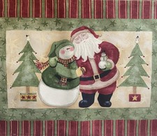 Vintage Christmas Santa Snowman Tapestry Retro Placements Winter Holiday Set 6 picture