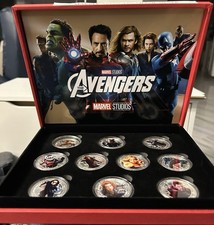 Marvel Avengers 10 Coin Set Silver Plated KDC Key Date Coins Display Case COA picture