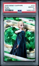 Topps 2025 Disney Sapphire Frozen Elsa #111 Green /99 PSA 10 picture