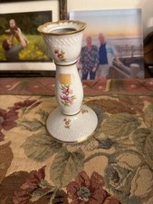Vintage Hollohaza Hungary Porcelain Candlestick with Floral Design picture