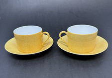 2 Laure Japy Les Mouchetés Yellow Cups and Saucers Set of Two Limoges picture