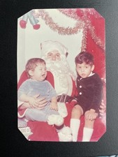 VTG Christmas Photo Santa Claus with Crying Baby & Boy Mid-Century Holiday picture