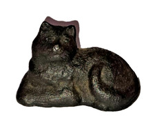 Vtg Cast Iron Laying BLACK CAT Desk Paperweight Figurine Hubley Style Halloween picture