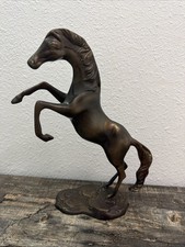 Vintage Bronze Rearing Horse Statue, Dark Patina, Equestrian Decor picture