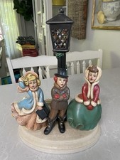 Vintage Atlantic Mold Christmas Carolers Lighted Lamp Post Ceramic 16” Tall picture