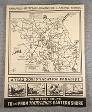 1941 Chesapeake Bay Ferry System Schedule & Map Eastern Shore Tourism Pre Bridge picture