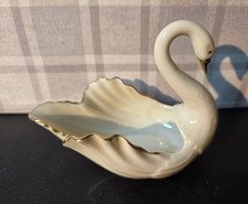 Vintage Lenox Ivory Wedding Cake Top Swan Porcelain Trinket Dish 24K Gold trim 5 picture