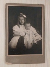Antique Cabinet Card Photo RUTH GASTON BLOCK 1903 Victorian Brother Sister VTG picture