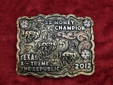 Texas Republic Bronc Riding Rodeo Champion☆2012☆X~TREME☆TROPHY BUCKLE☆☆Rare☆588 picture