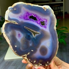 1.56LB Natural Amethyst agate slice quartz cluster crystal specimen /Brazil picture