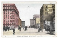 Twelfth St North of Locust St. Louis MO 1911 Postcard Lemp Beer Sign picture