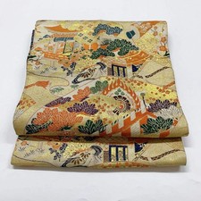 7355# Japanese Antique Nagoya Obi Belt Kimono Fabric Silk Traditional Embroidery picture
