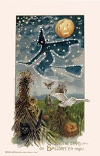 Halloween, Study the Stars Vintage Reproduction Postcard picture