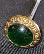 Victorian Green Glass Threaded Hanging Picture Frame Nail Antique Vintage Rare picture