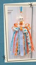 Handcrafted Halloween Not So Scary Mummy and Pumpkin Shaker Tassel/Ornament picture