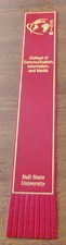 Ball State University 🎓 CCIM Indiana USA Red Leather Bookmark VINTAGE B27 picture