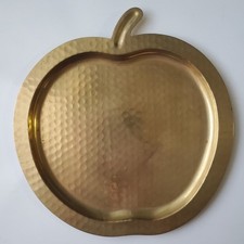 VTG 1960s Renzo Cassetti Italy Hammered Brass Apple-Shaped Tray Vide-Poche 9