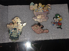Disney Alice in Wonderland Pin Set Lot Mad Tea Party Cheshire Cat picture