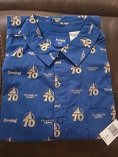 NWT Disneyland 70th Anniversary Woven Button Down Shirt Celebrate Happy SIZE:XL picture