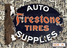 ⭐️ FIRESTONE ⭐️ Vintage PORCELAIN SIGN ⭐️ 1940s-50s ⭐️ approx 23
