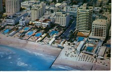 Vintage Postcard Florida Miami Beach Hotels Shoreline Aerial View  -343 picture