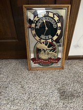 Vintage Moosehead Beer Mirror Clock Sign Wood Frame w/Glass  Works 21 X 13 picture
