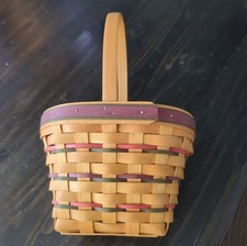Longaberger 1996 Multi Color Easter Basket with Handle and Plastic Liner picture