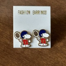 Vintage Snoopy Tennis Earrings, Peanuts, Aviva picture