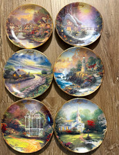 Thomas Kinkade Simpler Times Set of 12 Porcelain Plates Scenic Landscapes COA picture