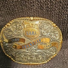 Vintage Gist Silver And Gold Overlay Belt Buckle picture