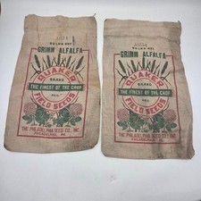 Vintage Quaker Grimm Alfalfa Seed Bags Cotton Cloth Sacks Lot of 2 Philadelphia picture